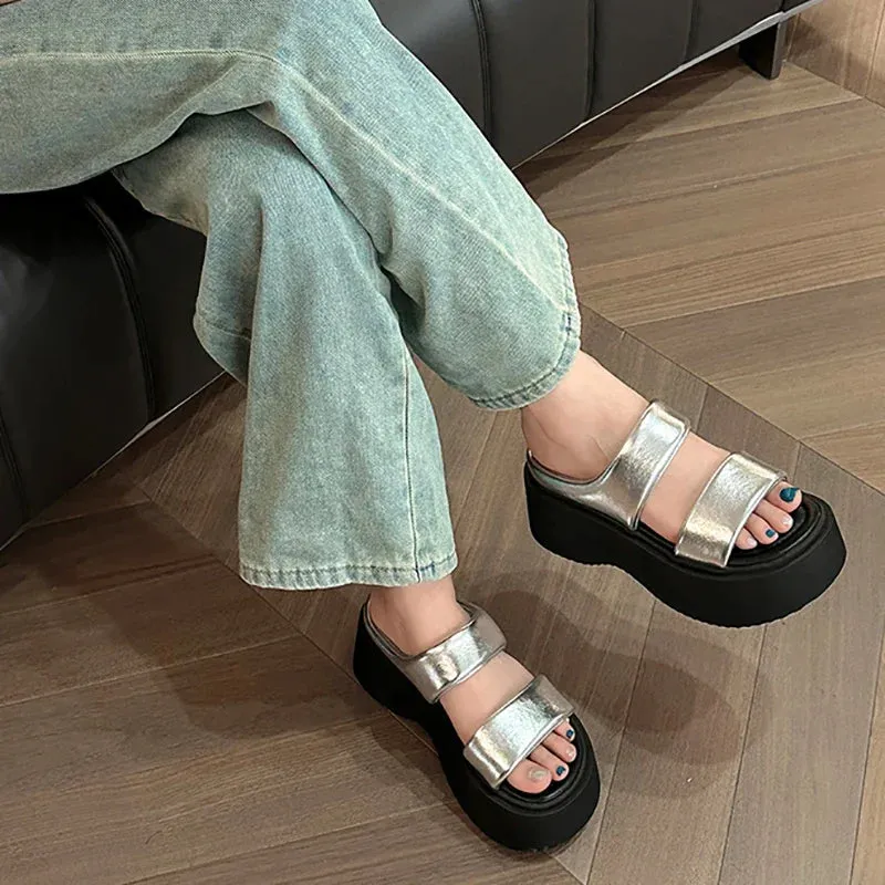 binfenxie Designer Summer Chunky Women Slipper Fashion Open Toe Slip On Ladies Elegant Platform Flats Slides Soft Flat Beach Sandal Shoes
