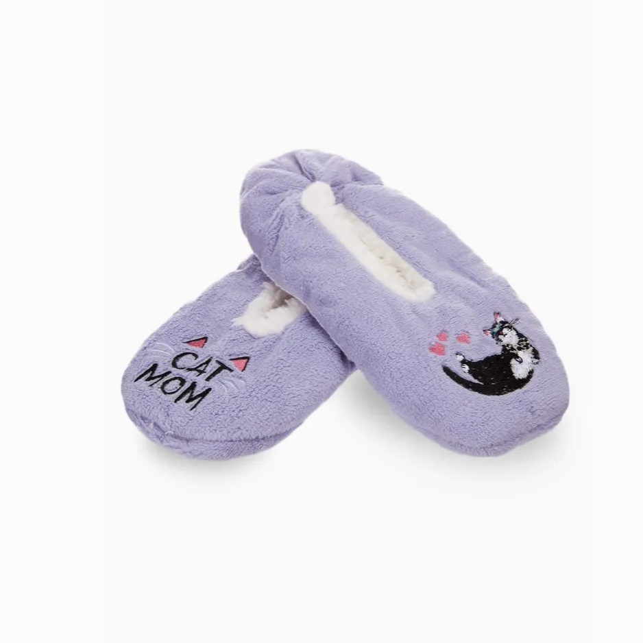 Cat Mom Sherpa Lined Slippers