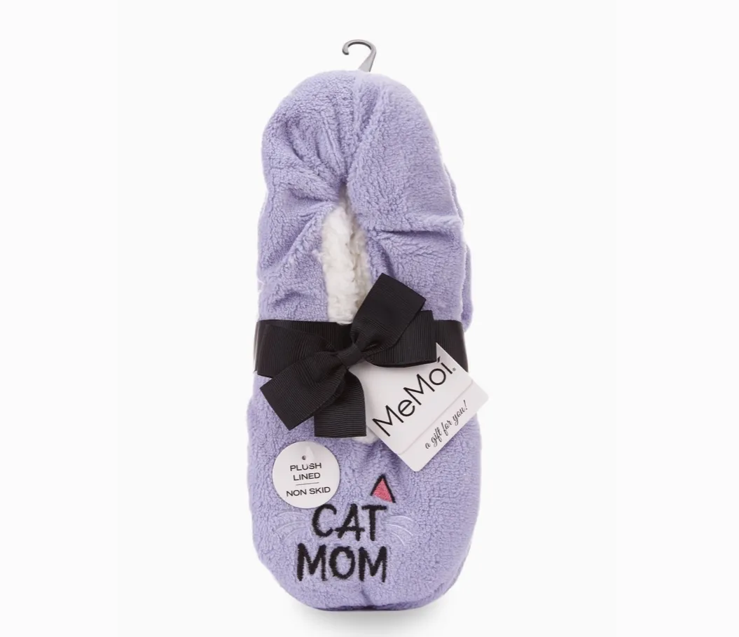 Cat Mom Sherpa Lined Slippers