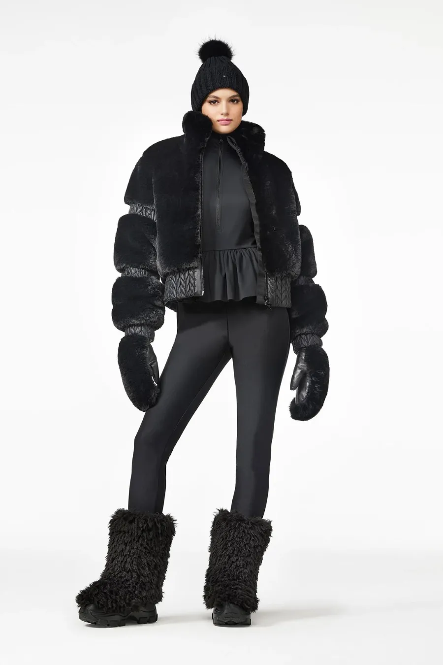 Furry Ski Jacket Black