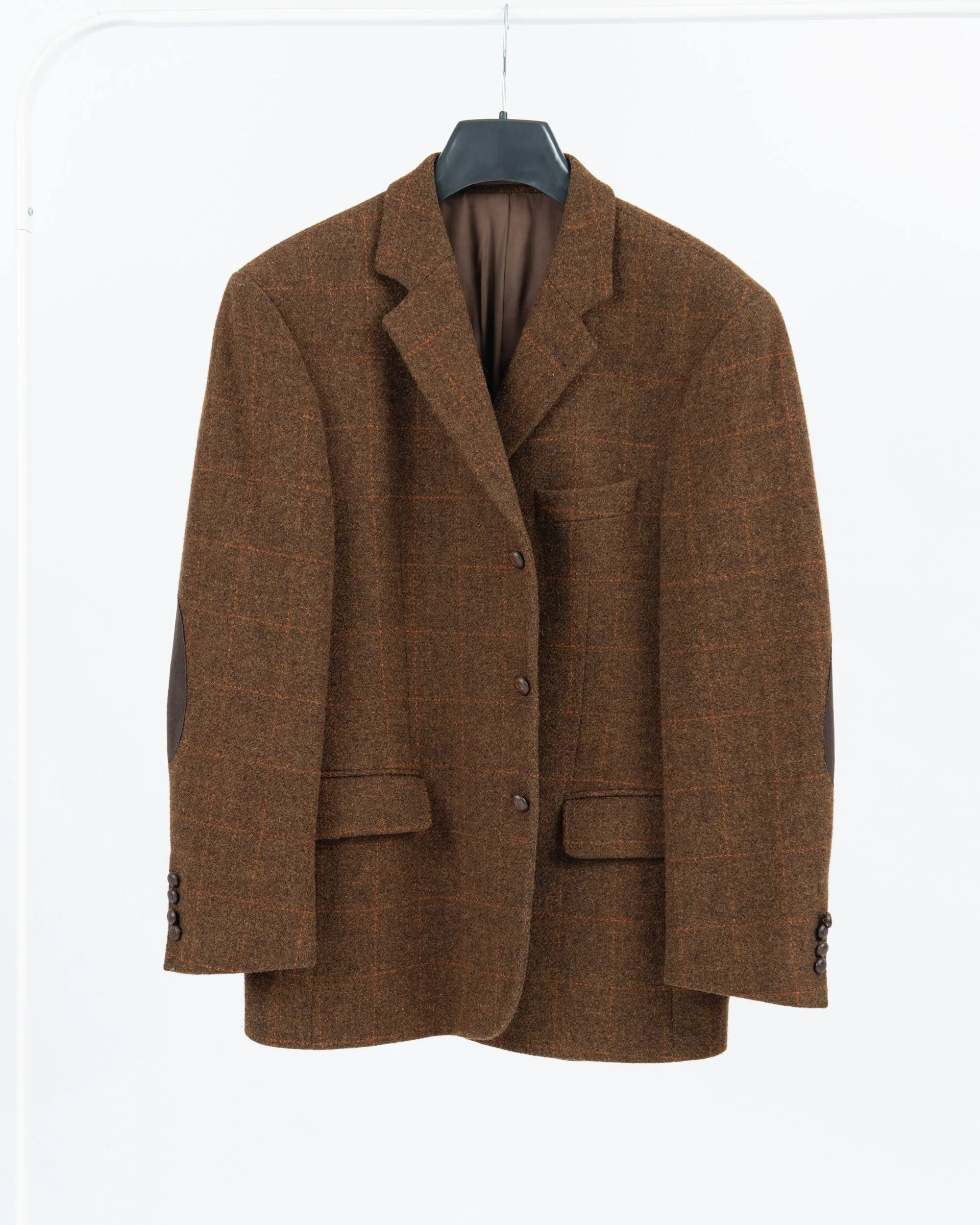 Harris Tweed Vintage Brown Plaid Wool Blazer, EU 27, US 44S