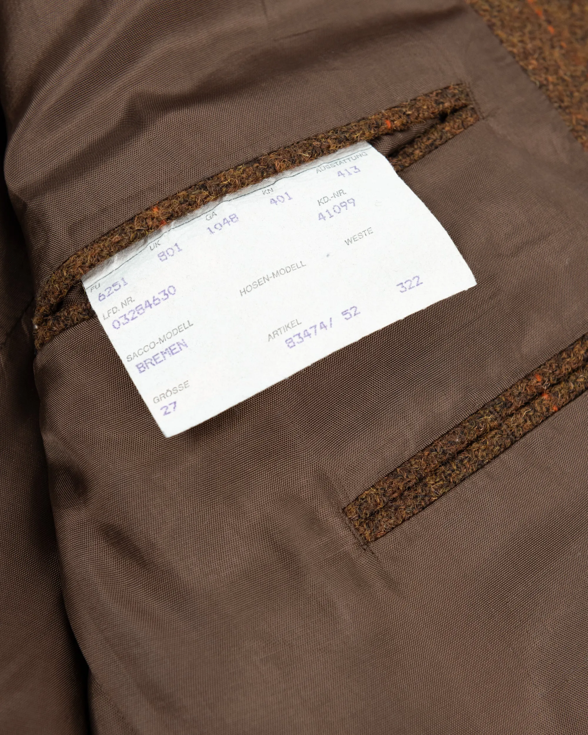 Harris Tweed Vintage Brown Plaid Wool Blazer, EU 27, US 44S