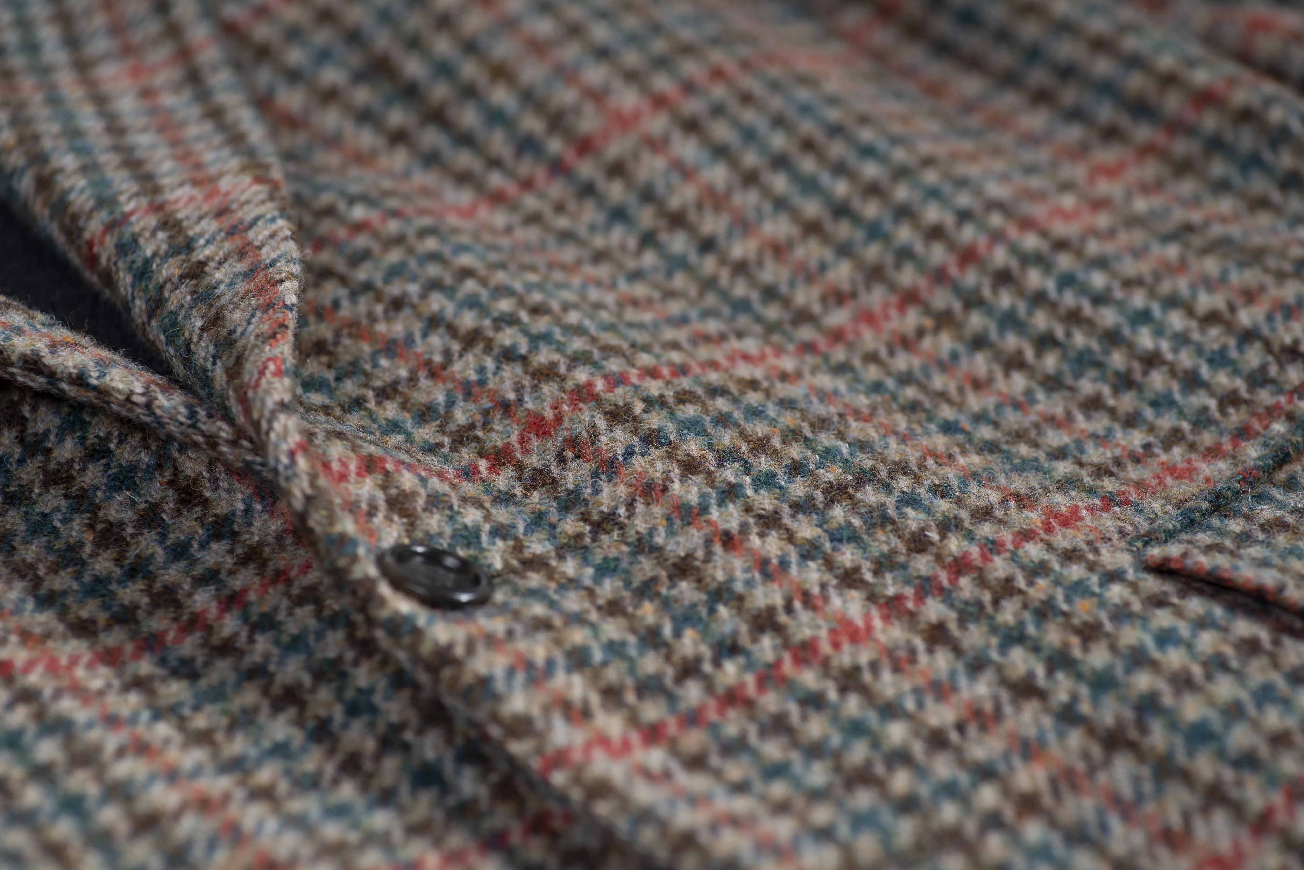 Harris Tweed Wool Houndstooth Multicolor 2 Button Blazer, US 42R, EU 52