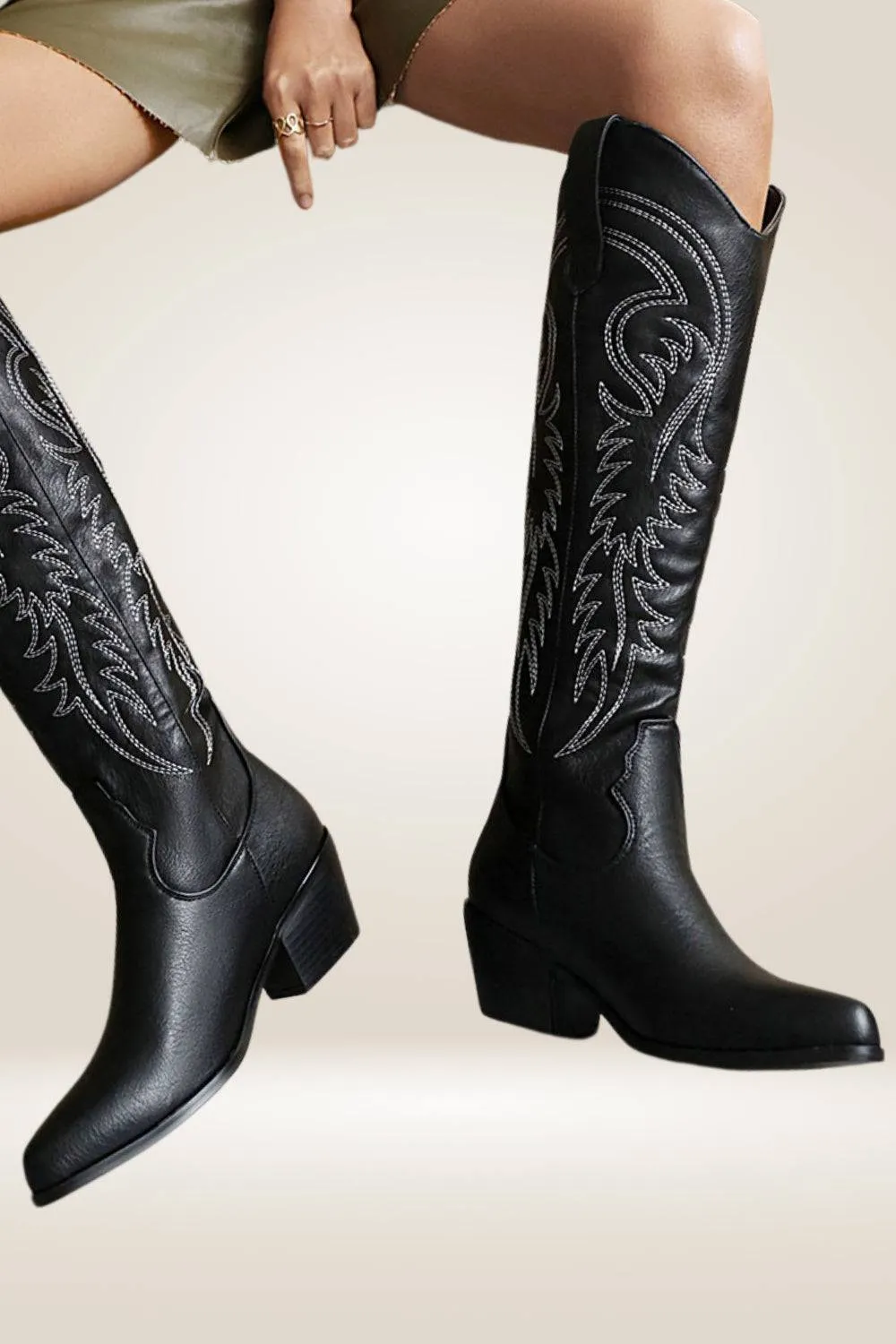 Knee High Black Cowboy Boots