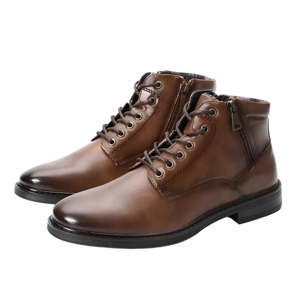 Men's Zip Lace-up Ankle Boots | Suitable Collection