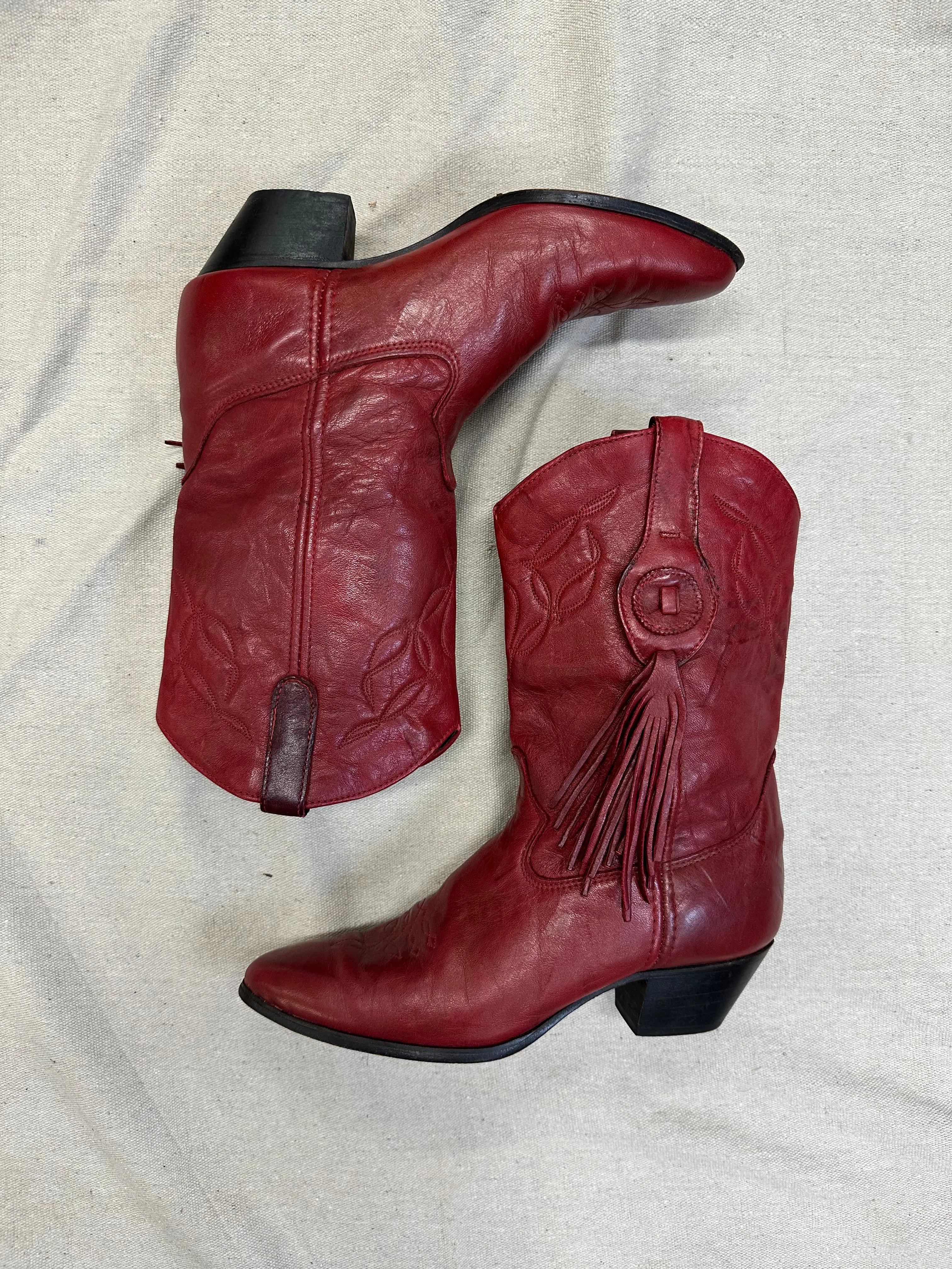 Red Fringe Ankle Boots