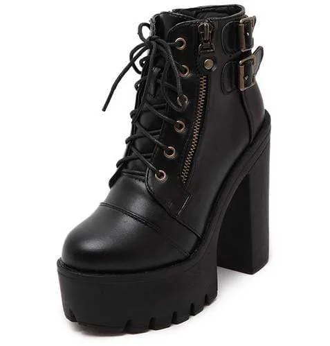 RIOT Gothic Lace Up Platform Boots