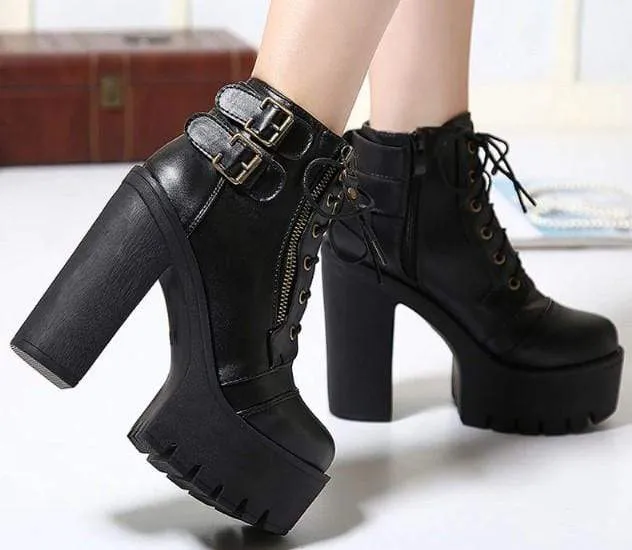 RIOT Gothic Lace Up Platform Boots