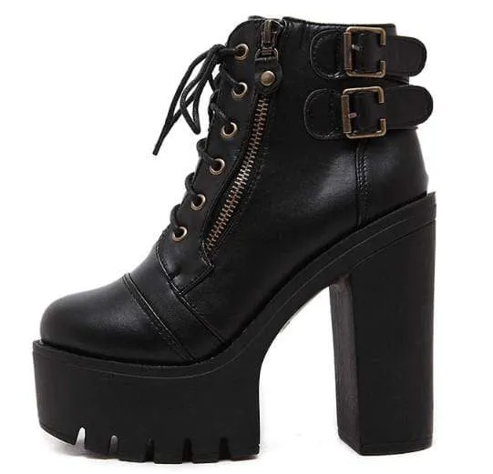 RIOT Gothic Lace Up Platform Boots