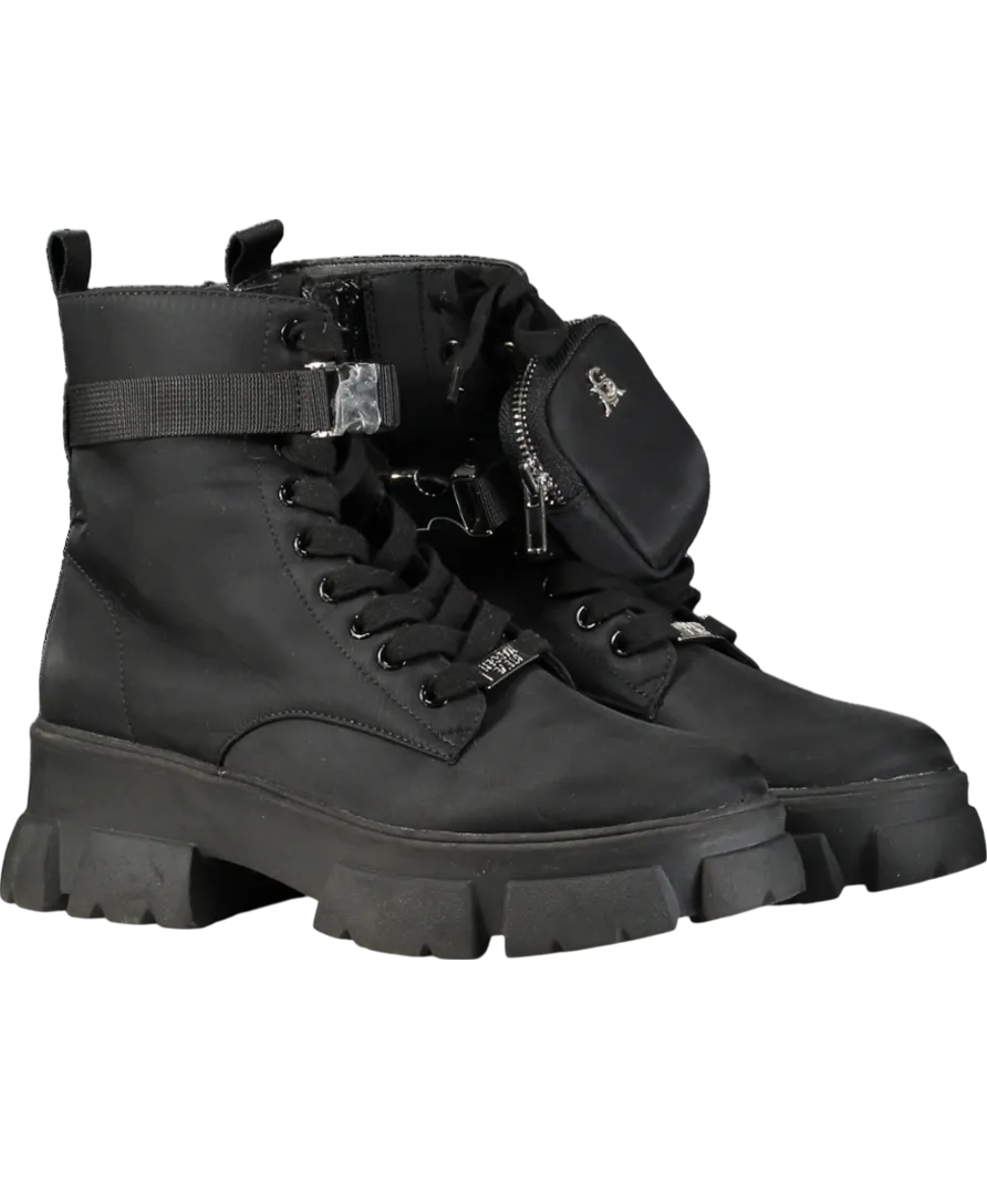 STEVE MADDEN Black Lace-up Ankle Boots UK 7 EU 40 
