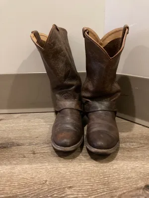 Vintage Frye dark brown full grain leather western boots, made in USA, Size 6 Womens US, EUR 36 SOLD