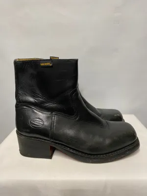 Vintage Skechers Black Block Heel Leather Ankle Boot 8