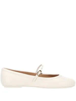 White Nappa Ballerina Flat Shoes