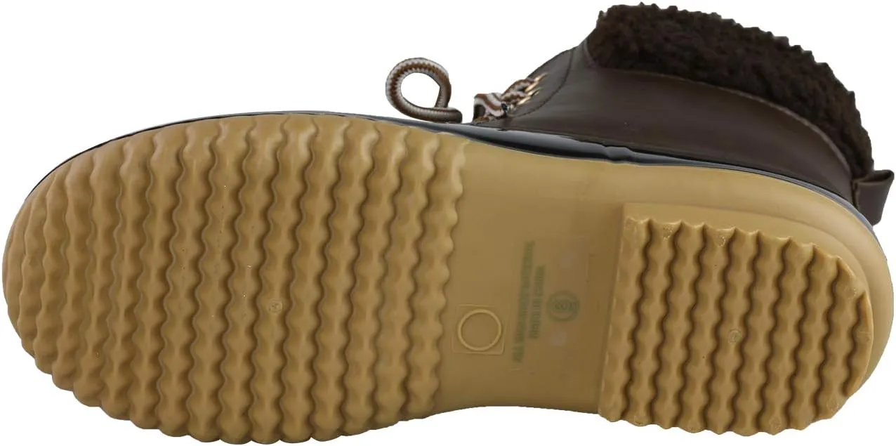 Women's Waterproof Rain Booties Duck Padded Mud Rubber Snow Lace Up Ankle Boots